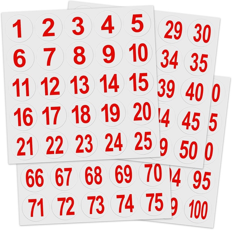 Teling ملصقات أرقام خوذة رياضية حمراء 400 قطعة بحجم 1.5 بوصة لملصقات خوذة كرة القدم ملصقات فينيل أرقام هوكي ملصقات أرقام لاصقة ذاتيًا لملصقات أرقام سوفتبول لهوكي البيسبول واللاكروس - Image 1